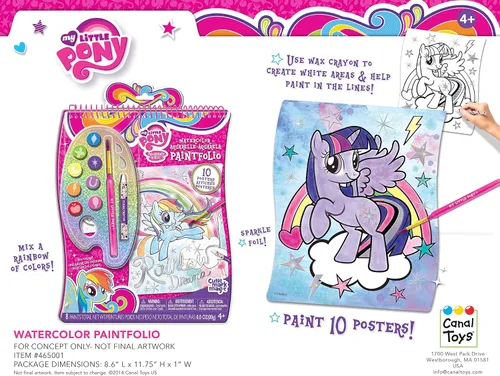 Miniatura 3 de Kit de pósteres de poni de acuarela brillante, 10 carteles, 8 colores brillantes, pincel y lápiz de cera, juego de arte para niños con detalles