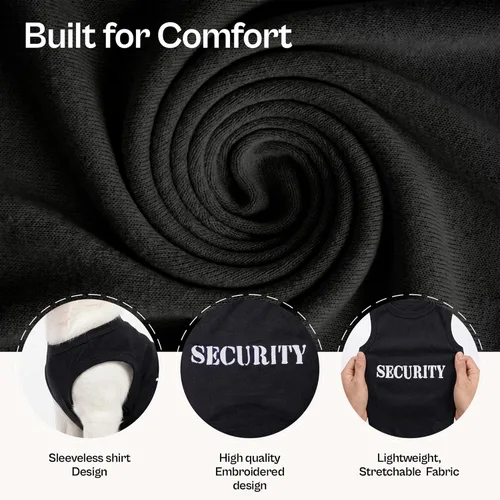 Miniatura 2 de Camiseta para perro Parisian Pet con palabra "Security" bordada Camiseta sin mangas para perros - 100% algodón, transpirable Camiseta de seguridad