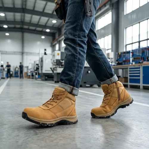 Miniatura 3 de Botas de trabajo para hombre, con puntera de acero deslizante, de cuero, impermeables, antideslizantes, a prueba de pinchazos, antiestáticas