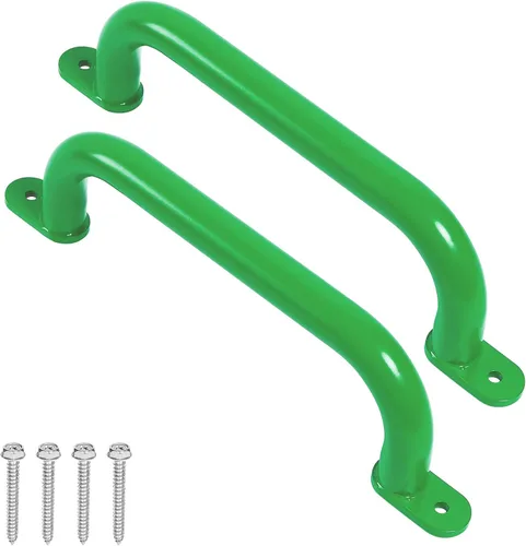 Miniatura 9 de Paquete de 2 asas de seguridad de metal negro de 13 pulgadas, asas de juego, mango de agarre para columpio, barra de agarre para casa