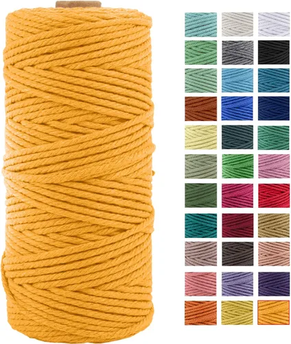 Miniatura 16 de Cuerda de macramé de algodón natural grueso de 3mm x 109 yardas, cuerda de algodón torcido de 4 hebras para macramé suave de color natural hecho a