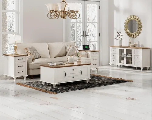 Miniatura 8 de WAMPAT Aparadores Buffet con Puerta de Vidrio, Gabinetes de Almacenamiento de Cocina, Mesas de Bar de Café de Madera, Mesa de Gabinete de Blanco