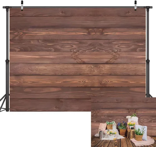 Telón de fondo de madera para fotografía de fiesta, 8 x 8 pies, color marrón rústico, fondo de madera para fotos, fondo de panel de madera,