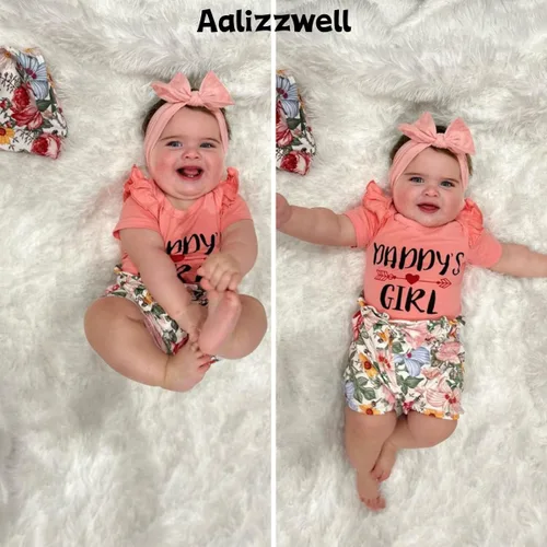 Miniatura 8 de Aalizzwell Conjunto de pantalones cortos para bebé recién nacido para el verano