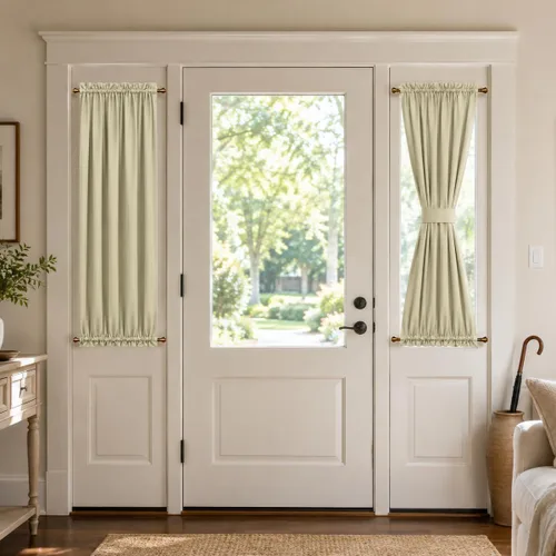Aquazolax Cortinas opacas para puerta de cocina color beige, cortina opaca para puerta lateral pequeña para ventana de puerta de cristal, 1 pieza