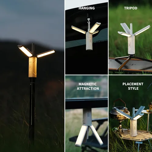 Miniatura 6 de Allspark - Luz de camping plegable recargable con soporte, impermeable, colgante LED, luces de tienda de campaña magnéticas, regulables, con trípode