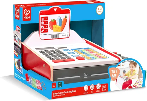 Miniatura 8 de Hape Caja registradora Beep 'n' Buy Caja registradora de juguete de juego de rol para niños, para niños a partir de 3 años