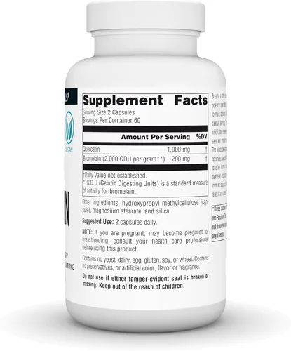 Miniatura 3 de Source Naturals Quercetina con bromelina, apoyo respiratorio e inmunológico* - 500 mg por cápsula, 1000 mg por porción - 120 cápsulas veganas
