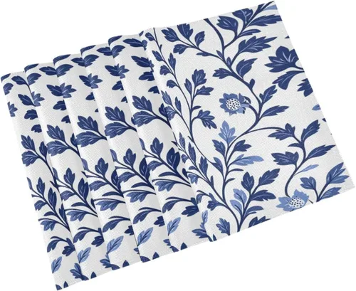 Miniatura 9 de Custom Europen Vine Scroll Pattern Blue Easter Place Mats Interior rústico lavable redondo manteles individuales 6 piezas 12 x 18 manteles redondos