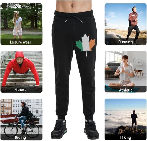 Miniatura 5 de Irish Flag Canada Maple Leaf Men's Casual Yoga Sweatpants Workout Athletic Elastic Waist Pants Outdoor Jogger Pants Black