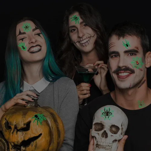 Miniatura 3 de Grow in Dack - Tatuajes temporales de telaraña de Halloween para adultos, calcomanías de tatuaje falsas de araña realistas, regalos de Halloween