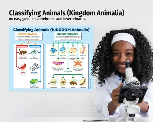 Miniatura 4 de ZOCO Póster de clasificación del Reino Animal (paquete de 2) - Tabla de biología y zoología de vertebrados e invertebrados - Laminado 17 x 22