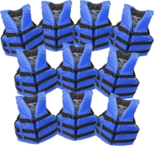 Paquete de 10 chalecos salvavidas sin marca; chaleco salvavidas PFD aprobado por la Guardia Costera tipo III PFD, dispositivo de flotación; moto
