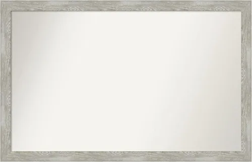 Miniatura 356 de Amanti Art Espejo de baño gris para sobre el fregadero, 31 x 48 pulgadas, espejo de tocador rectangular estrecho de color gris, marco de madera
