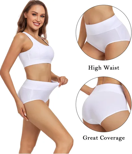 Miniatura 2 de wirarpa - Ropa interior de algodón para mujer, cintura alta y cobertura completa, paquete de 4unidades (tallas regular y extragrande)
