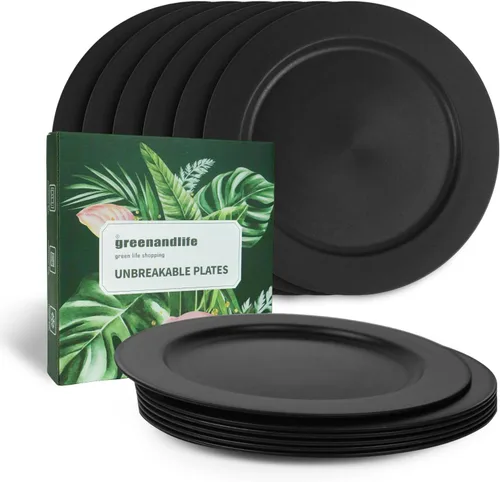 Miniatura 10 de Platos de paja de trigo de 10 pulgadas, aptos para lavavajillas y microondas, ligeros, reutilizables, irrompibles, no tóxicos, sin BPA y saludables
