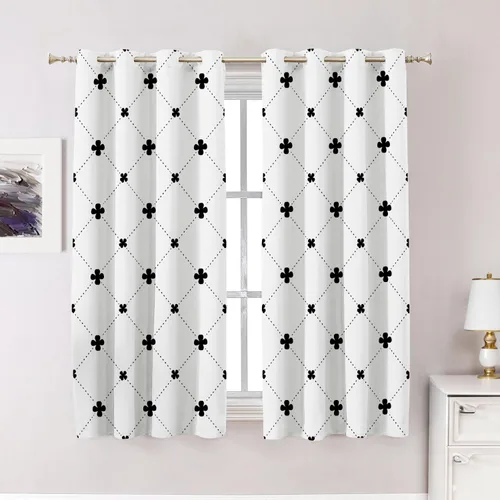 Miniatura 149 de Cortinas opacas de poliéster multicapa para cafetería, con diseño de diamantes, 2 unidades, 26 x 24 pulgadas