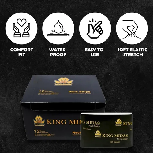 Miniatura 6 de King Midas Empire Neck Bandas de papel elásticas profesionales – Paquete de 12 accesorios desechables para corte y peinado para salones y barberos