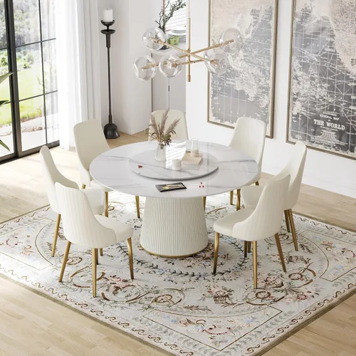 Miniatura 3 de Juego de sillas de comedor, moderna silla de comedor de piel sintética, sillas de comedor de cocina de mediados de siglo, silla auxiliar tapizada