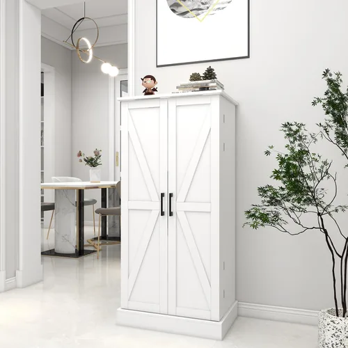 Miniatura 4 de Locsear Armario de almacenamiento alto para baño, armarios de baño blancos independientes, armario de almacenamiento estrecho con estantes