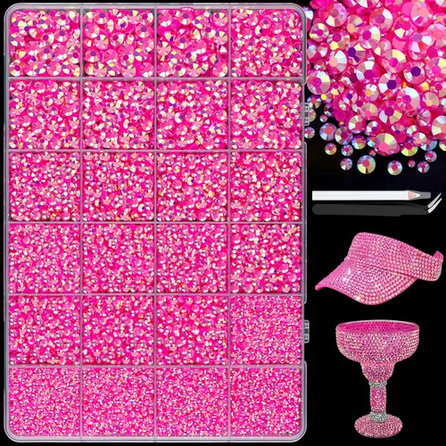 Miniatura 31 de 7000 diamantes de imitación de resina con pinzas para manualidades, diamantes de imitación de gelatina con parte trasera plana de 2/3/4/5/6mm, 4