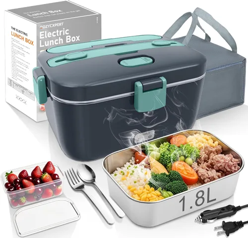 Miniatura 9 de COZYEXPERT Lonchera Eléctrica Portátil Calentadora de Alimentos 100W 1.8L Calentador de Alimentos Portátil para Adultos 12V/24V/110-230V para Negro