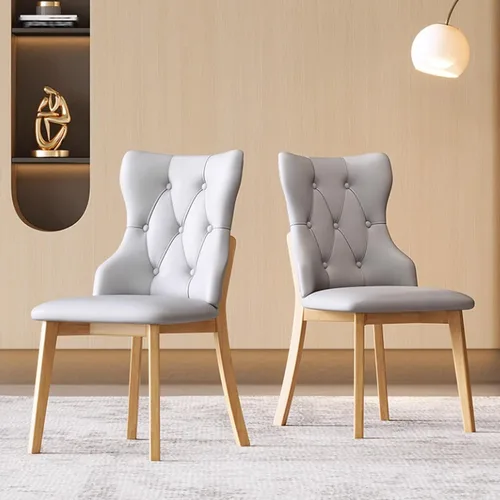 Miniatura 22 de Juego de sillas de comedor, sillas rústicas de cocina, silla de comedor tapizada con cojín grueso, silla de sala de estar con marco de madera beige