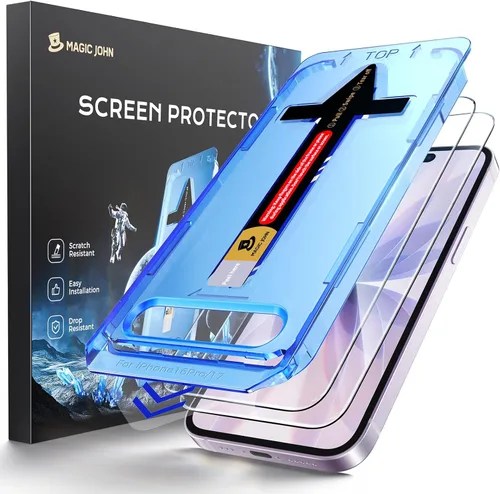 Miniatura 10 de MAGIC JOHN Paquete de 2 protectores de pantalla de vidrio templado para iPhone 17 Pro Max de 6.9 pulgadas, eliminación automática de polvo, sin
