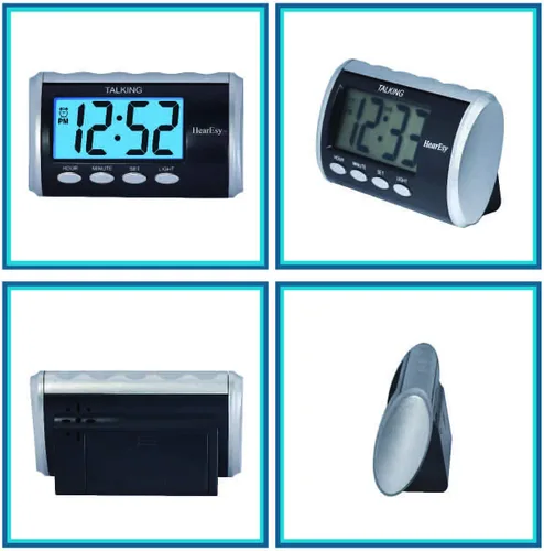 Miniatura 5 de Reloj despertador parlante para discapacitados visuales – Reloj de escritorio de números grandes – Reloj de día para personas mayores – Reloj