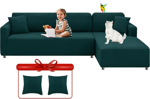Miniatura 12 de XINEAGE Fundas para Sofá Seccional de Alta Elasticidad, 2 Piezas, Forma de L, Funda de Sofá con 2 Fundas de Almohada, Fundas Deslizantes para Sofá