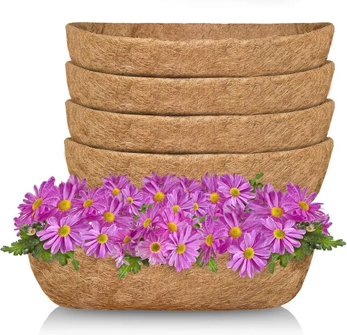 Miniatura 8 de TigeJoy 2 piezas de 24 pulgadas, revestimiento de fibra de coco grueso 100% natural para macetas, terrazas de jardín, macetas, 24 pulgadas