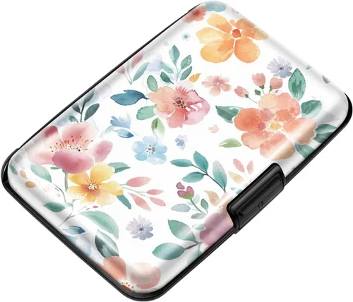 Miniatura 52 de Mini tarjetero para mujeres u hombres, tarjetero delgado con bloqueo RFID, estuche rígido para tarjeta de identificación, tarjetero de viaje, Negro