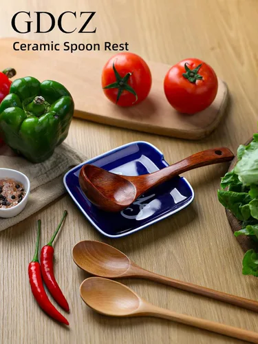Miniatura 4 de GDCZ Soporte de cuchara de cerámica para estufa de 4.75 pulgadas, soporte de cuchara grande para encimera de cocina, cuchara moderna para granja