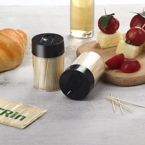 Miniatura 5 de Palillos de dientes de madera de bambú [3000 unidades]: con 2 soportes para palillos de dientes reutilizables, palillos de dientes resistentes