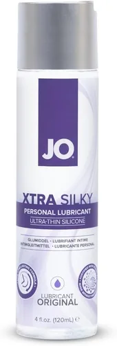 JO Xtra Lubricante sedoso de silicona ultrafino – Lubricante personal a base de silicona con vitamina E para sexo y juego anal – 4 fl oz