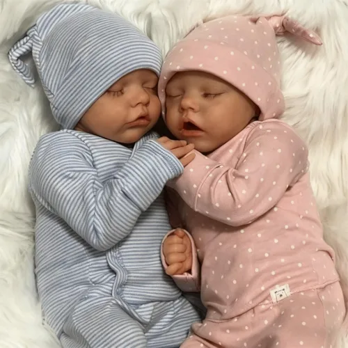 Anano Muñecas Bebé Reborn de Silicona de Cuerpo Completo, Muñecas de Bebé Realistas de 18 Pulgadas Gemelas Niña, Muñeca de Bebés de Silicona