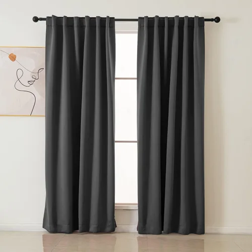 Miniatura 17 de Pickluc Cortinas opacas de 63 pulgadas de largo, 2 paneles de cortinas opacas para dormitorio o sala de estar, pestaña trasera y bolsillo para Negro