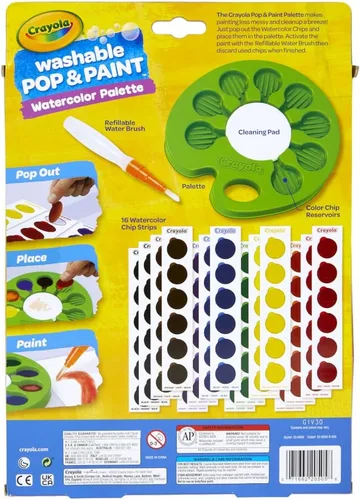 Miniatura 8 de Crayola Paleta de Acuarela Pop & Paint, Kit de Pintura Lavable, Set de Pintura de Acuarela Sin Desorden para Niños, Artes y Manualidades, Regalos