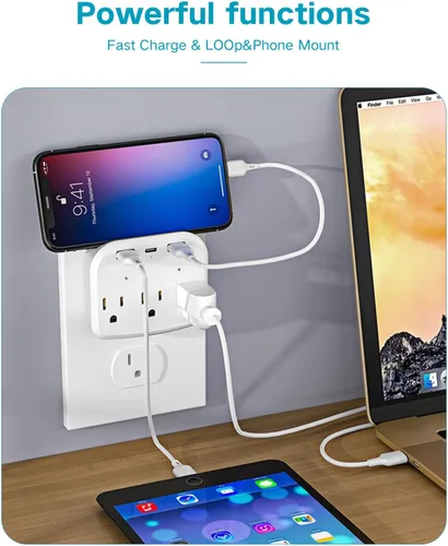 Miniatura 5 de Cámara de salida de pared WiFi oculta 1080P con soporte para teléfono, cámara de niñera interior 5G/2.4G de doble banda, monitor inteligente