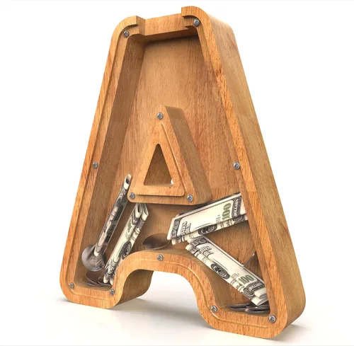 Miniatura 2 de Alcancía para niños y niñas, alcancía grande de madera personalizada con diseño recortado, bancos de monedas con letras del alfabeto, caja de ahorro