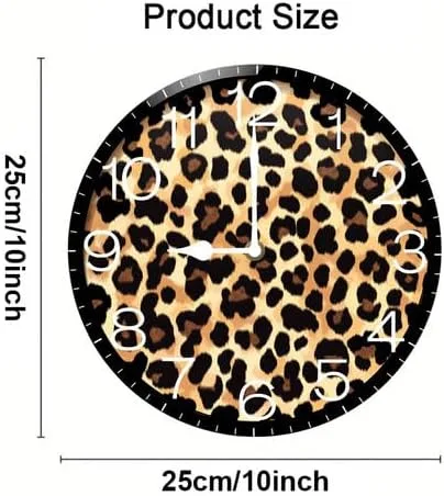 Miniatura 2 de Reloj de pared con estampado de leopardo y guepardo, reloj analógico de cuarzo silencioso sin tictac, reloj náutico retro de madera con números