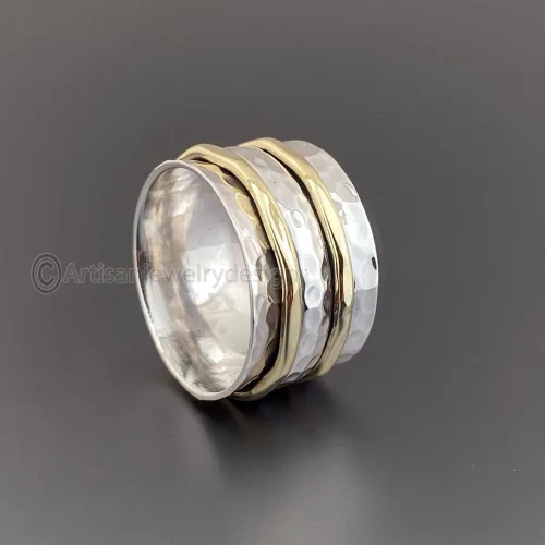 Miniatura 4 de Spinner Silver Ring, Spinner Ring Women, 925 Silver Ring, Handmade Silver Ring, Worry Fidget Spinner Ring, Spiritual Spinner Ring, Boho Spinner