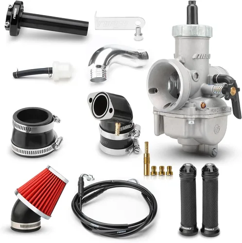 NIBBI Kit de carburador de 28 mm - Carburador PE28 GY6 tubo curvo de 185 mm línea de acelerador manillar adecuado para motor GY6 patinete 150CC-250CC