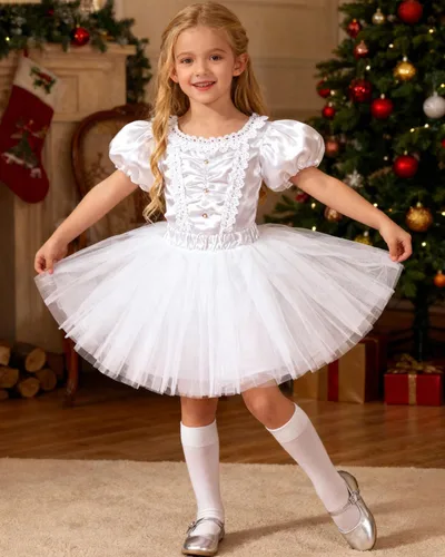 Miniatura 14 de Century Star Tutú de 4 capas para niñas pequeñas, faldas de ballet de tul para baile de princesa, esponjoso, para fiestas de cumpleaños de 2 a 8 años