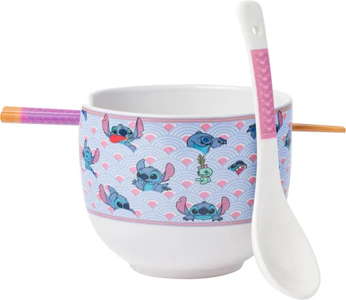 Miniatura 28 de Silver Buffalo Disney Lady and the Tramp Eating Noodles Chinese Love - Cuenco de ramen de cerámica con palillos, apto para microondas, 20 onzas