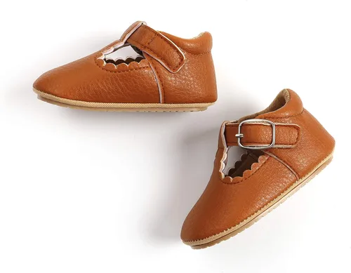 Miniatura 5 de SOFMUO Zapatillas de cuero con cordones para bebés y niñas suela de goma suave mocasines Oxford para recién nacidos zapatos de vestir