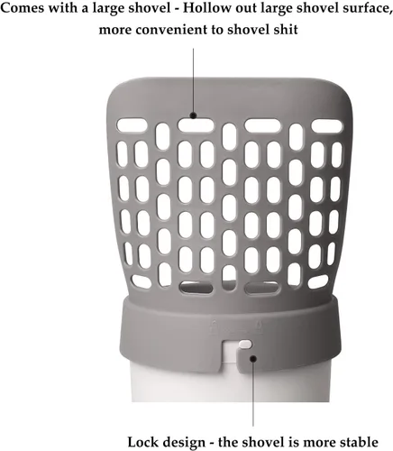 Miniatura 4 de Cuchara para excrementos para gatos, cuchara de arena para gatos con bolsas, soporte integrado desmontable para pala profunda, gran capacidad Blanco