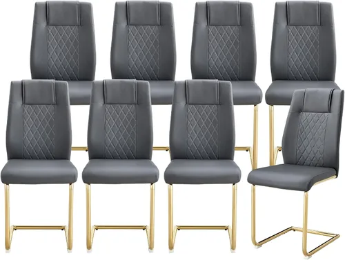 Miniatura 16 de cinkehome Juego de 4 sillas de comedor modernas de color negro con patas de metal plateado, silla lateral tapizada sin brazos con respaldo alto