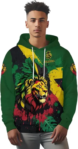 Miniatura 3 de BJU Sudadera con capucha de la bandera nacional con cordón y estampado 3D de manga larga, unisex