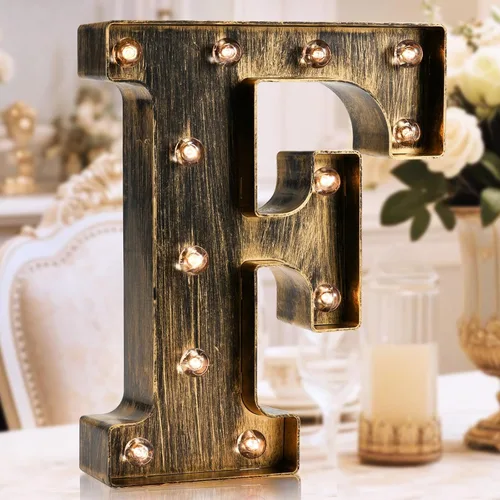 Oycbuzo - Cartel de letras con luces LED doradas y negras, estilo industrial y clásico, para decoración de cafeterías, bodas, fiestas de cumpleaños,